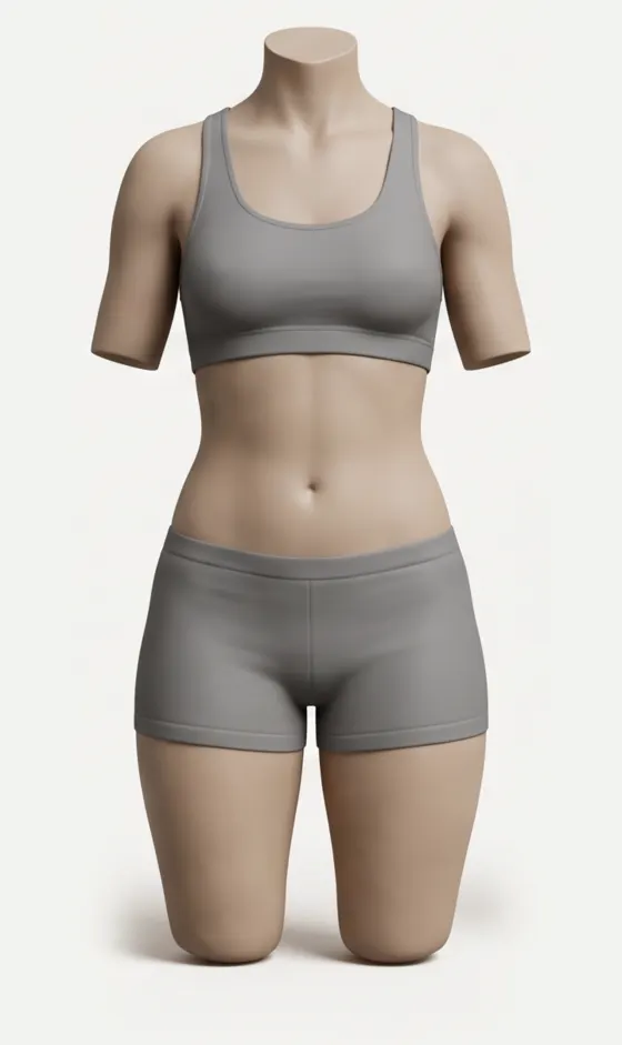 Clay illustration of a woman's torso at about 25 percent body fat: a smooth stomach, defined waist and fuller hips and thighs